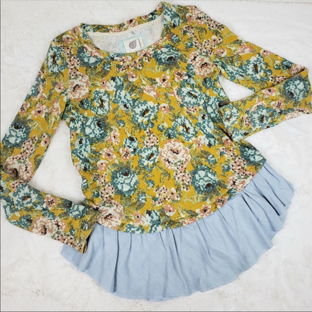 Yellow Floral Anthropologie peplum